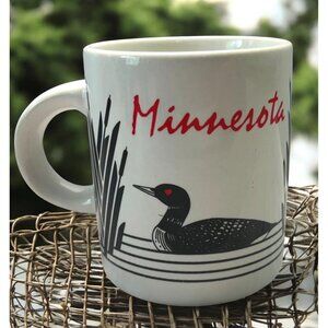 Vintage Mini Coffee Cup Minnesota Loon on Lake Tea Cup Mug 2 Ounce